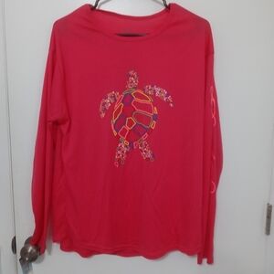 Reel Time Coral Long Sleeve UPF 50+ women's fishing/Beach Shirt Sea Turtle print